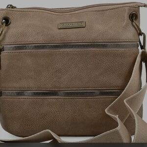 NEW Aeropostale Taupe Faux Leather Crossbody Bag